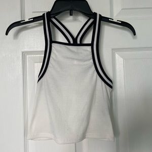 small white tank top with racer back.